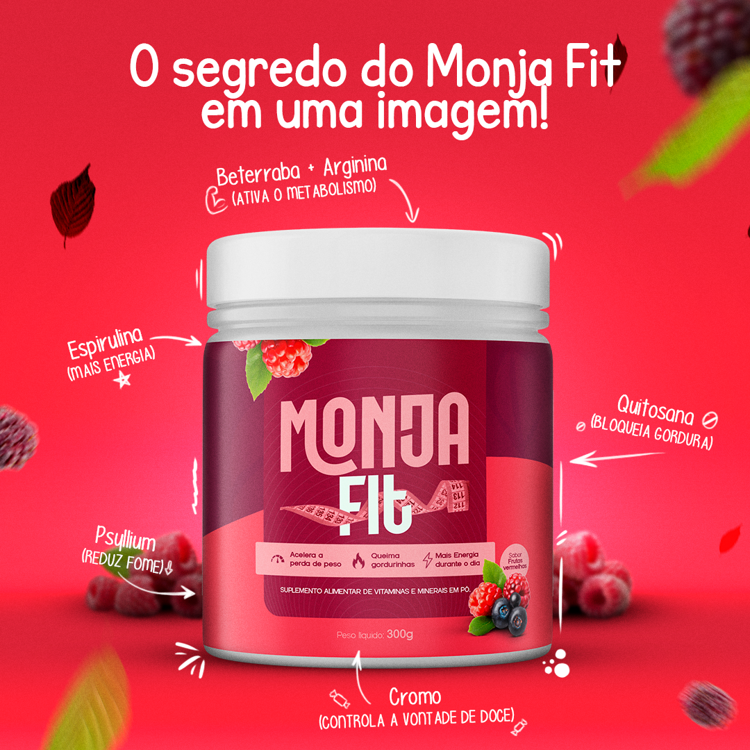 Produto MonjaFit com folhas verdes naturais